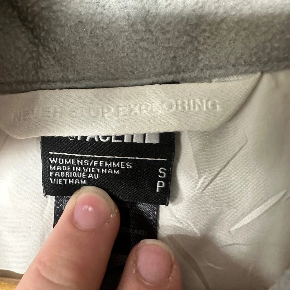 The‎ North Face Womens Small White Grey Quilted Hybrid Fleece Full Zip Jacket